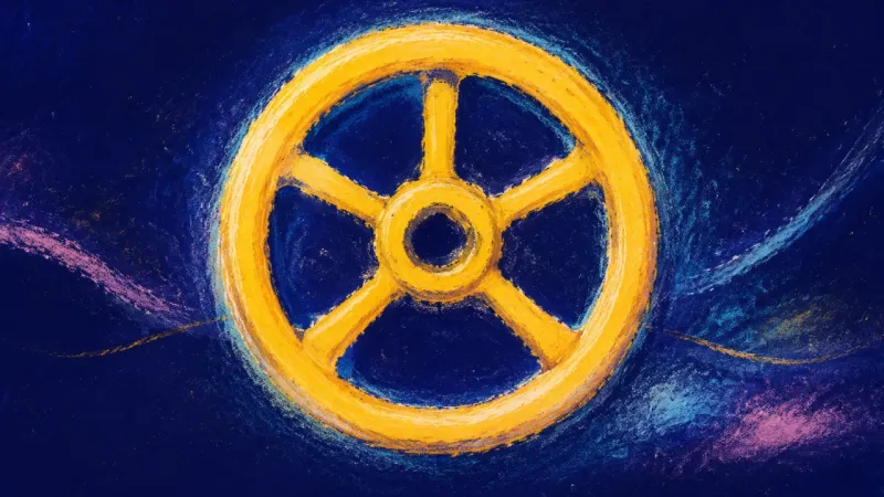 Chosen Terms A restored valve wheel with clear open spacing, representing calm privacy boundaries and renewed