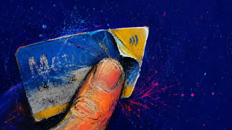 A transit card bent and peeled at one corner, capturing the self-worth spiral triggered by career-ru