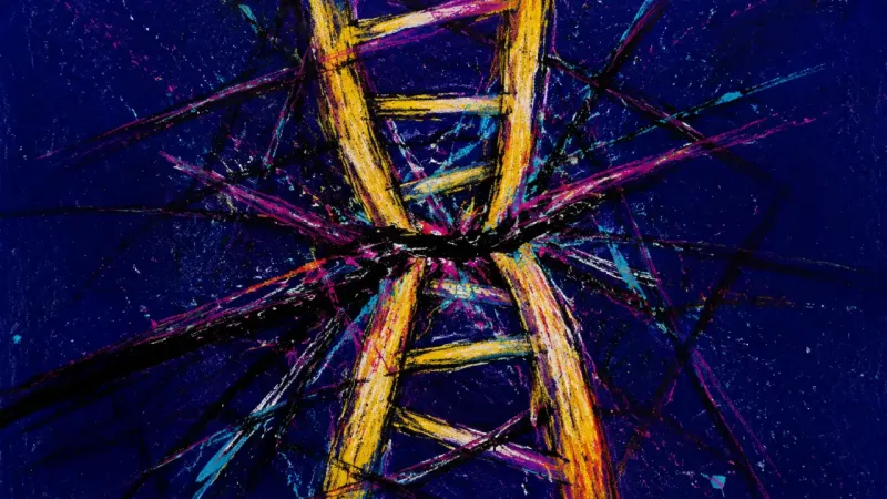 Bent Ascent A warped ladder tangled in dense crossing marks, symbolizing timeline panic, comparison, and the