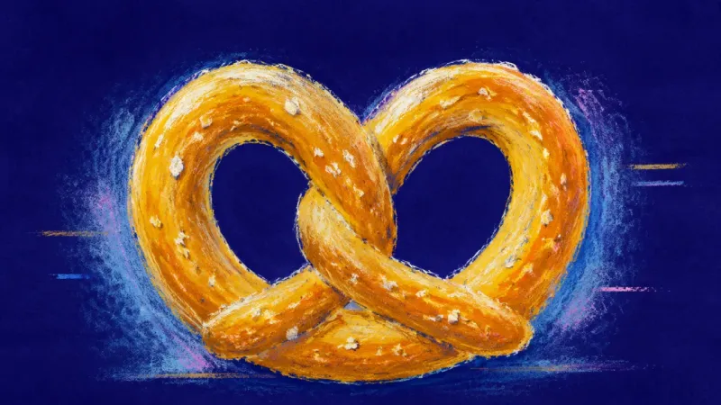 An abstract representation of people-pleasing resolved, where a pretzel opens into balanced loops и?