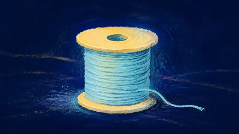 Rewound to Center A balanced spool with orderly winding, symbolizing a dating choice made with calm curiosity, self-