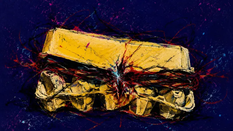 Compartment Collapse An abstract image of rent-hike anxiety, where an old scarcity script crushes workable options into a