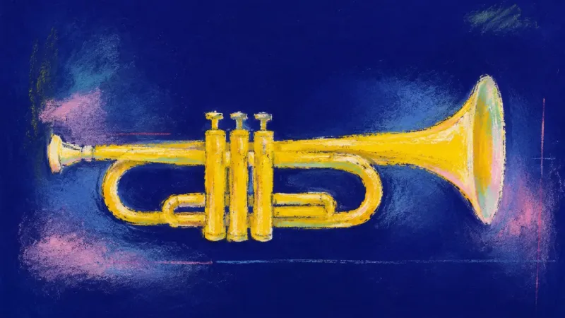 A restored trumpet with open balanced contours, representing a steadier voice and boundary-setting.
