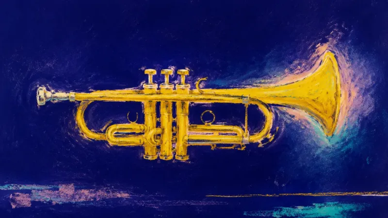 A restored trumpet with balanced lines, representing self-trust and calm clarity after setting a b