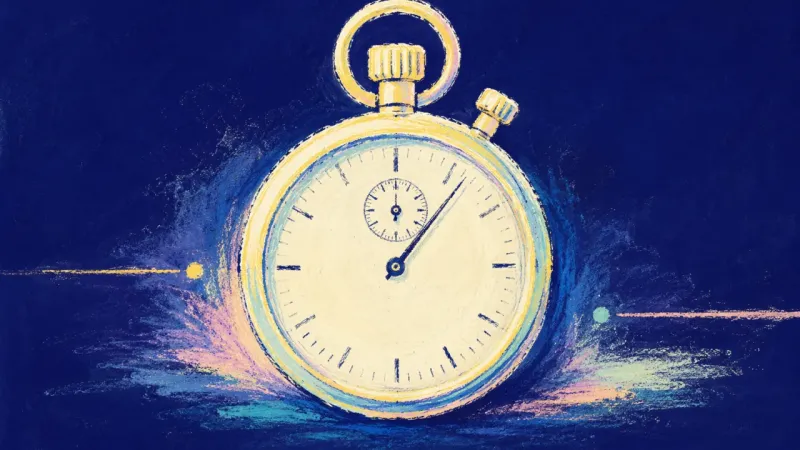 A restored stopwatch with a balanced outline, representing calmer recall, steady practice, and growi