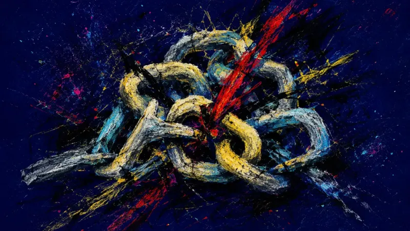 A chain knotted into a tight mass, symbolizing the pressure of staying available after repeated canc