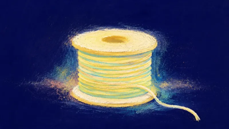 One Clear Line An abstract spool restored to even order, expressing calm boundaries, a clear question, and steadier