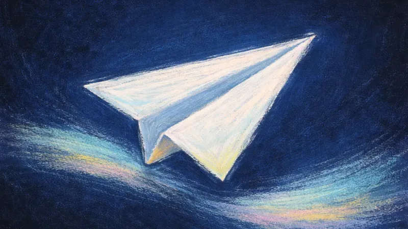 An abstract image of post-send perfectionism resolved, where communication settles into self-trust,