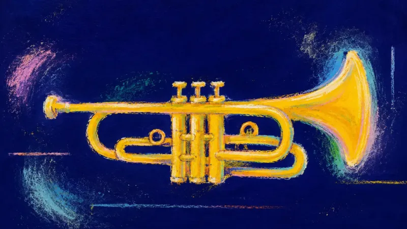 Clear Call A restored trumpet with open contours, representing honest dating communication and self-worth that