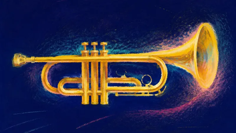 Measured Signal A restored trumpet with open, balanced curves, reflecting calm communication, clearer context, and s
