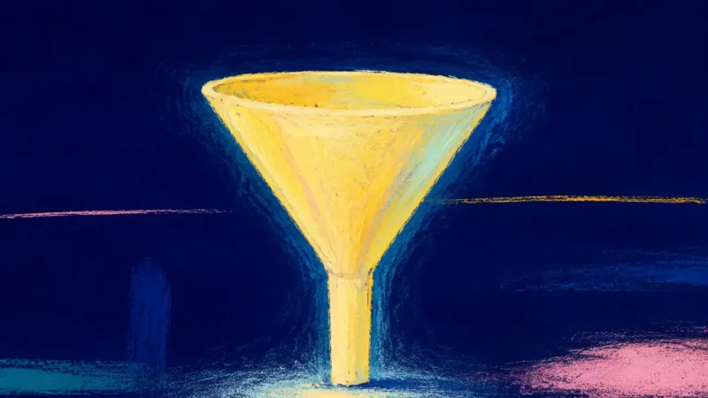 A funnel restored to a clean open form, representing steady focus, clear priorities, and calmer 0
