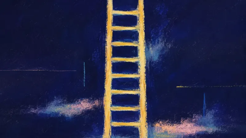 A straight ladder with evenly spaced rungs, representing clear boundaries, self-trust, and a calm,