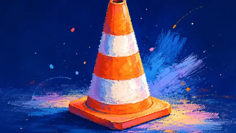 A traffic cone restored to a steady shape, representing clear limits, self-trust, and belonging that