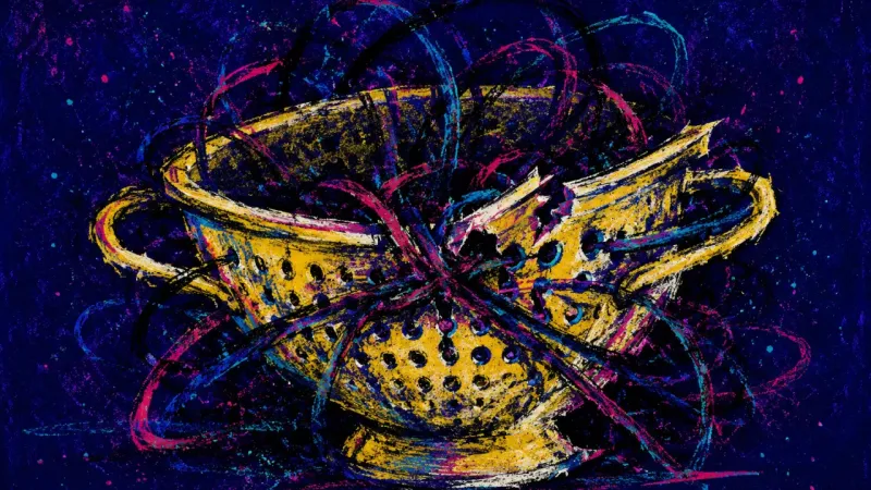 Clogged Verdict An abstract representation of deadline choice paralysis, where overchecking and regret-fear choke c