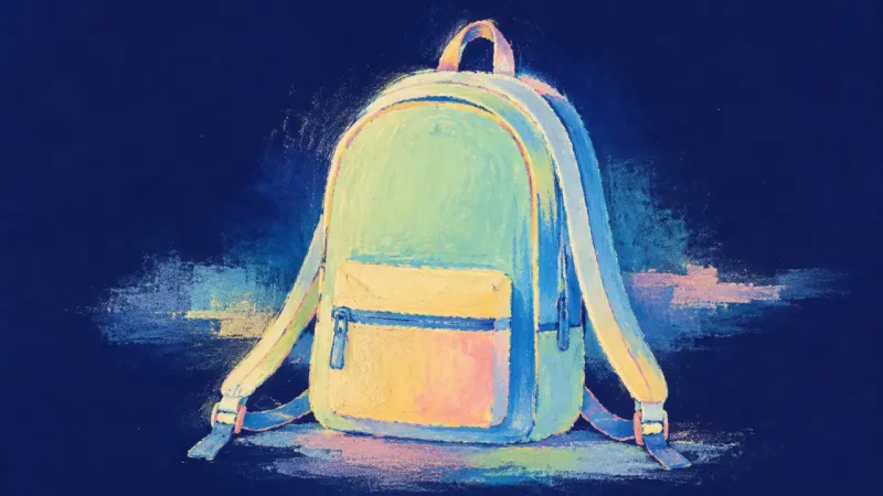 A balanced backpack with aligned straps and open shape, symbolizing firm limits, mutual care, andier