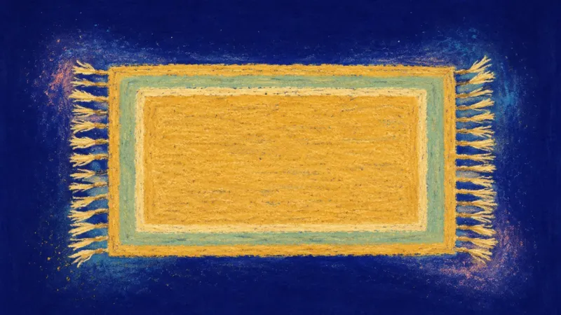 An abstract doormat restored to calm order, representing self-trust, belonging, and a steadier way 2