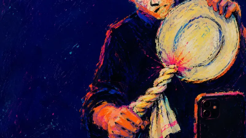 A cropped person stages a dinner photo while twisting a dish towel, showing how reassurance replaces