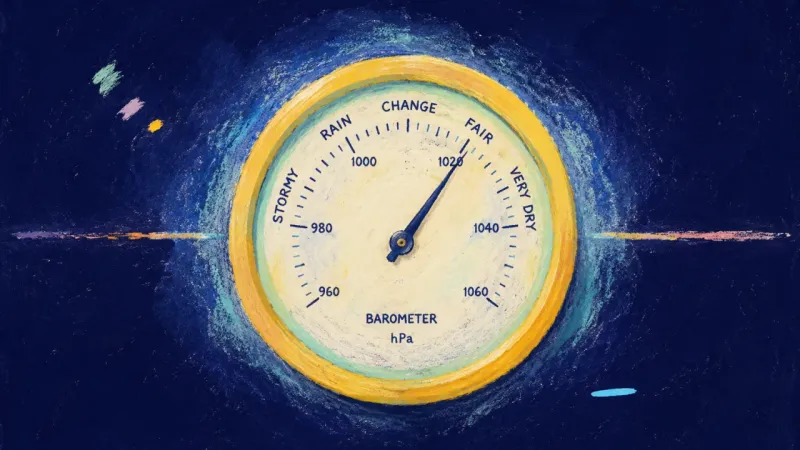 A restored barometer with a steady reading, representing self-trust, calmer uncertainty, and direct,