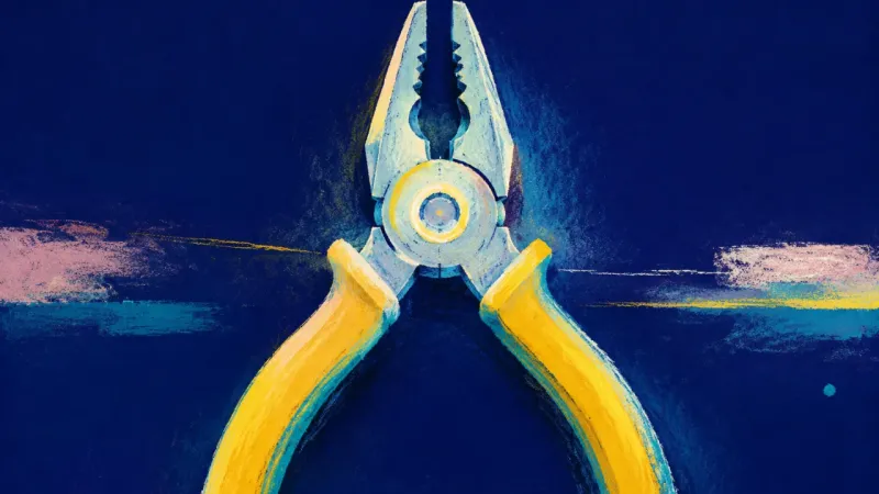 Restored Leverage A realigned pair of pliers opening in balanced order, representing a fair choice, clear boundaries,