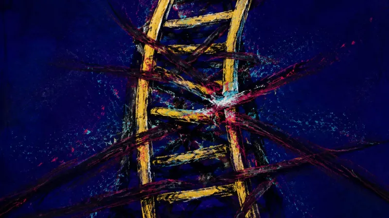 Crooked Ascent An abstract representation of academic shame, with achievement warped into an oppressive structure