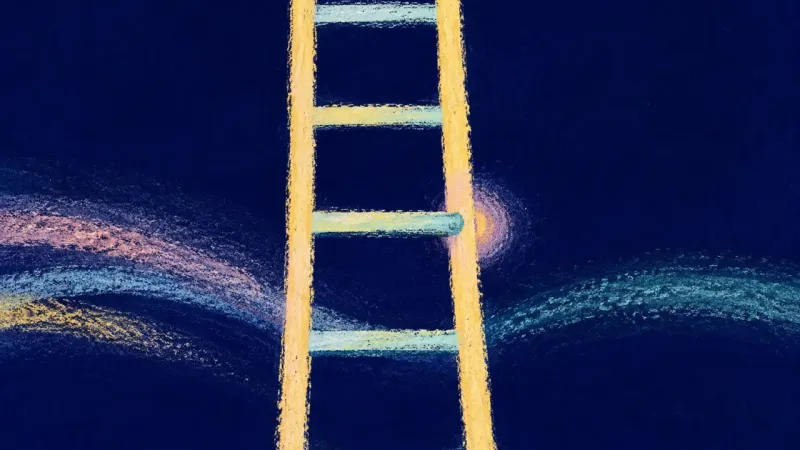 Quiet Ascent An abstract representation of academic shame easing into a balanced course load, where inner order