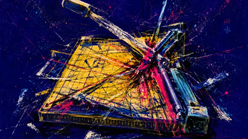 Crooked Measure An abstract visual of compensation decision paralysis, where judgment buckles under pressure and ord