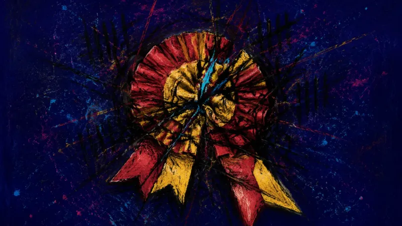 A distorted rosette overwhelmed by chaotic pressure lines, representing self-worth collapse under p