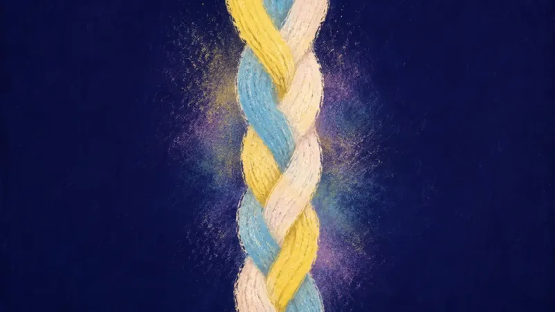 Steady Weave A braid restored into an even plait, representing self-trust rebuilt through one steady priority and