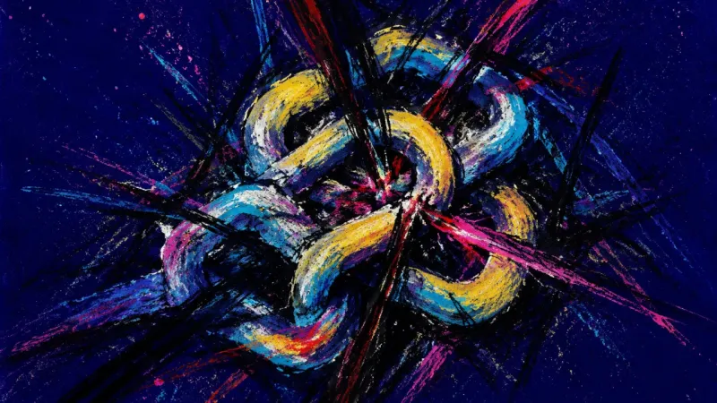 Choked Links A chain crushed into a tight knot, representing career catastrophizing and self-blame after one