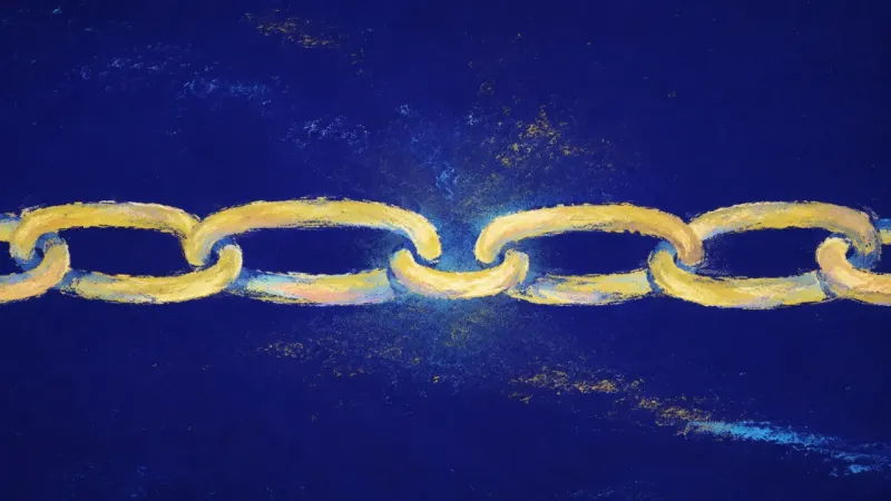 Released Links A chain opened into calm, even links, representing steady repair and renewed self-trust after a