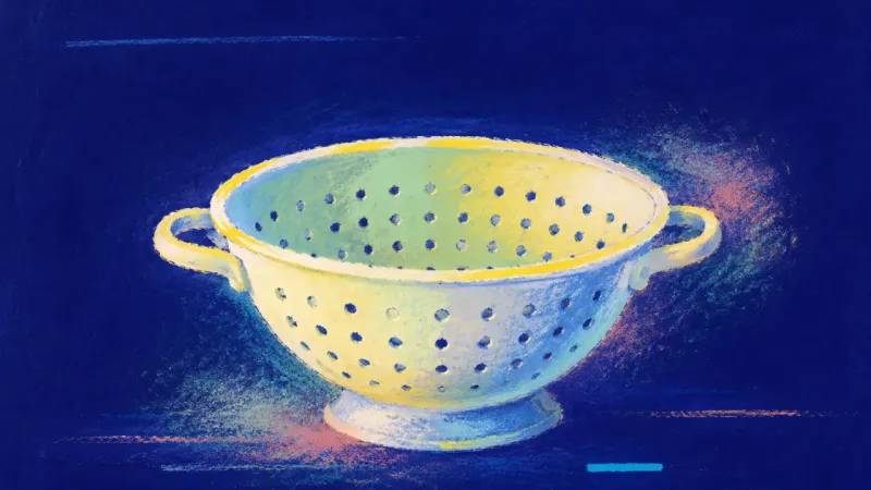 Rebuilt by Practice A restored colander with open structure and even rhythm, symbolizing self-trust, grounded choice, an