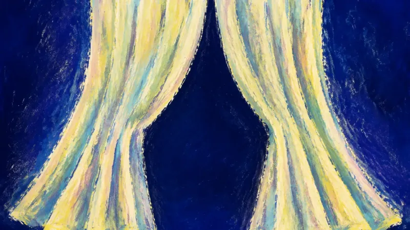 An abstract curtain relaxes into an ordered drape, symbolizing clear boundaries, self-respect, and