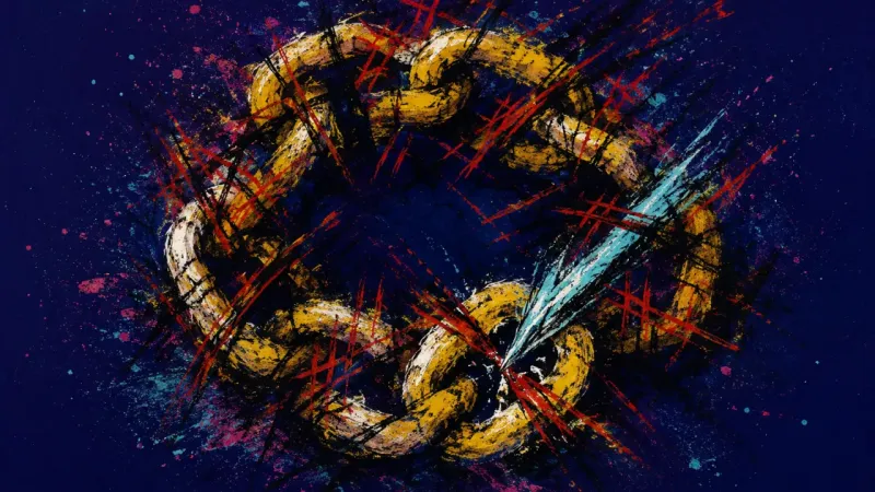 A chain knotted into itself, representing self-worth trapped in obsessive Story checking and fear of