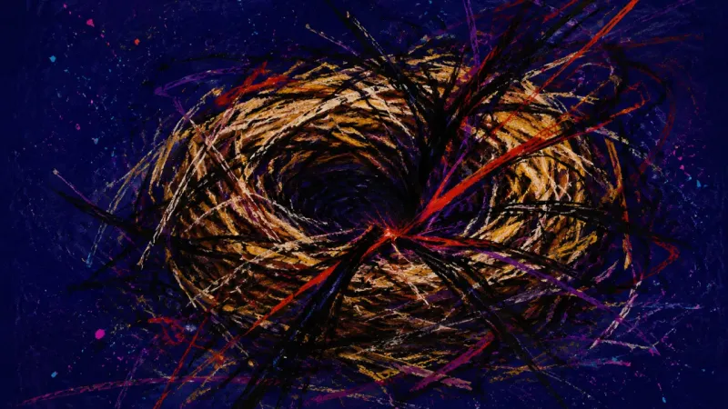 Caved Shelter A crushed nest tangled into itself, representing the fear of being replaced and the suffocating loop