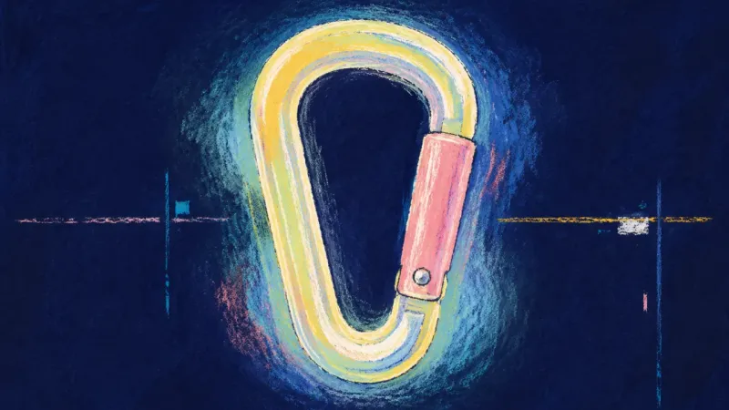 An abstract carabiner restored to a clean, balanced shape, representing a reality-based support ch