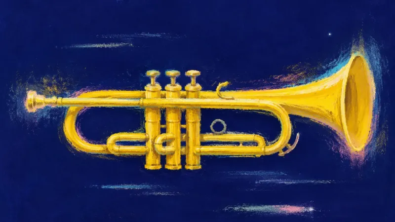 Measured Signal An abstract trumpet restored to a clean open form, representing respectful first contact, self-trust