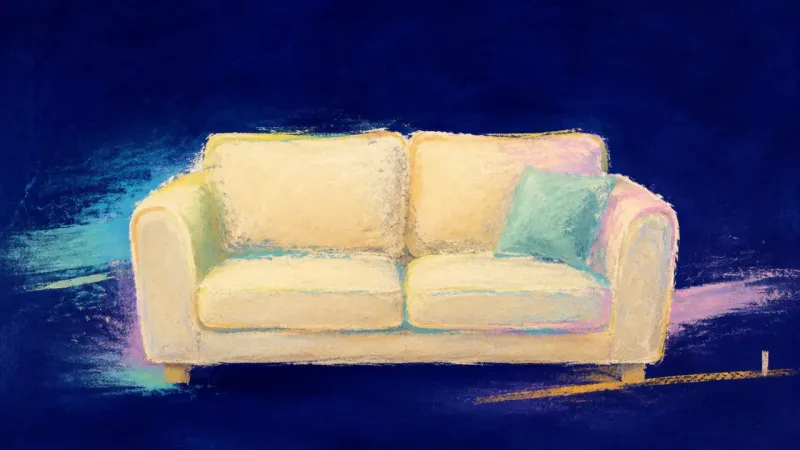 Rest Reclaimed A restored sofa with balanced outlines, representing clearer boundaries, mutual plans, and a home
