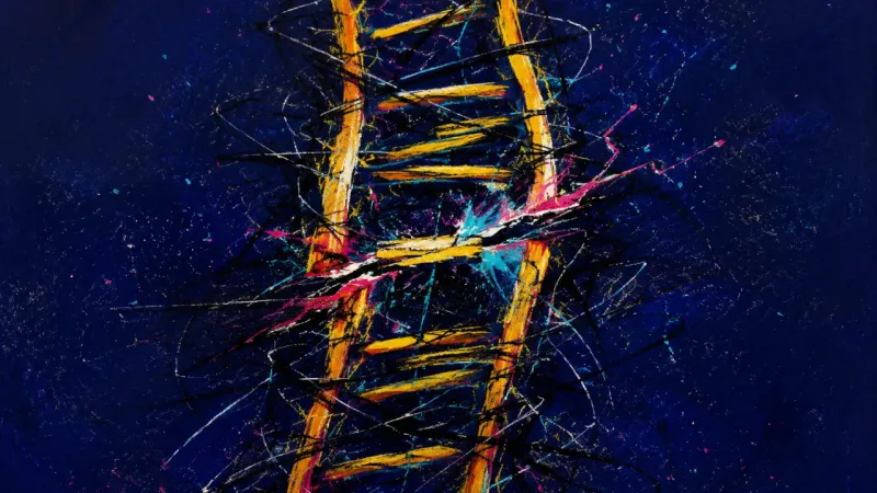 An abstract ladder bent and tangled out of alignment, representing return-to-office choice paralysis