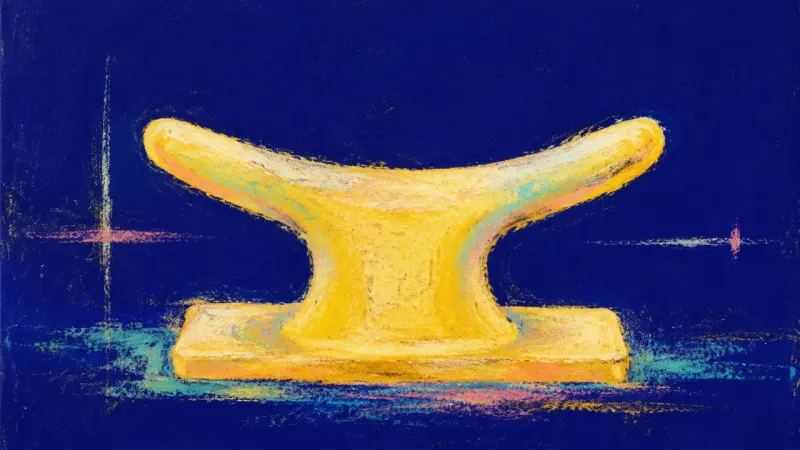 Terms Reset A mooring cleat restored to a balanced form, representing clear call limits, self-respect, and stead