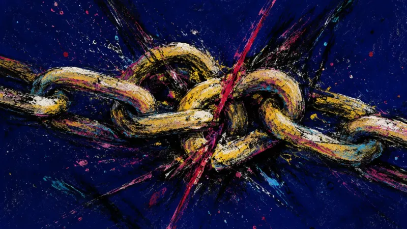Choked Links A chain twisted into a hard knot, representing boundary guilt, overanalysis, and fear of losing