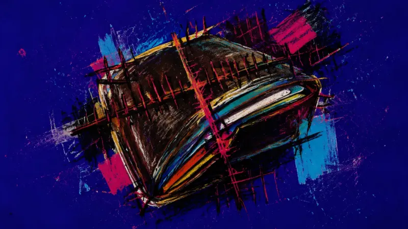 Counted Silence A warped wallet trapped in dense crossing marks, expressing money-boundary resentment, silent scorek