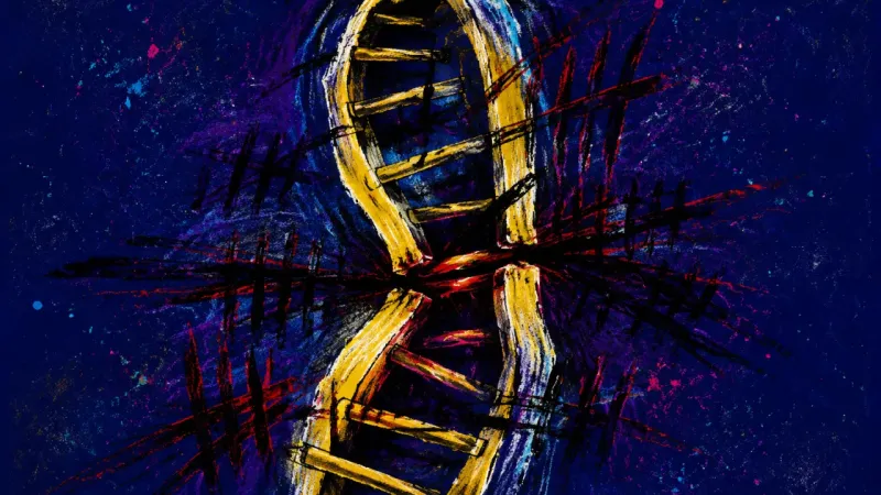 Crushed Rungs A warped ladder trapped in dense marks, representing study-planning panic, self-judgment, and over