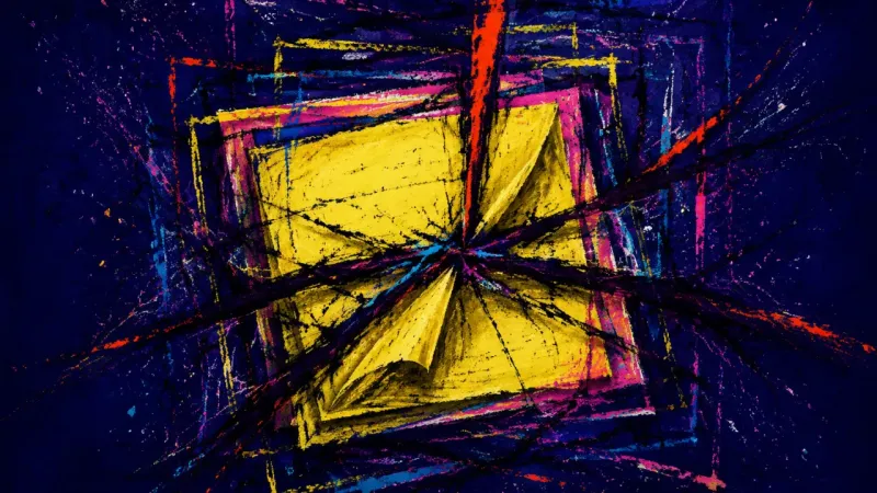 A sticky note distorted into overlapping layers and tight marks, representing planning overload,
