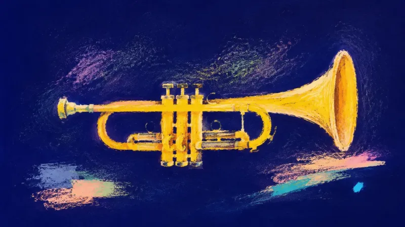 A trumpet restored to an open balanced shape, representing calm choice and clear boundaries after a