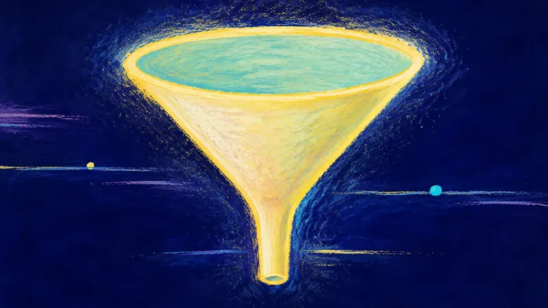 Open Channel An abstract funnel restored to a clean open form, representing calm triage, clear priorities, and re
