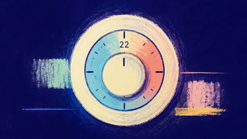 Reset to Steady An abstract thermostat restored to balance, representing burnout recovery, quieter nights, and trust