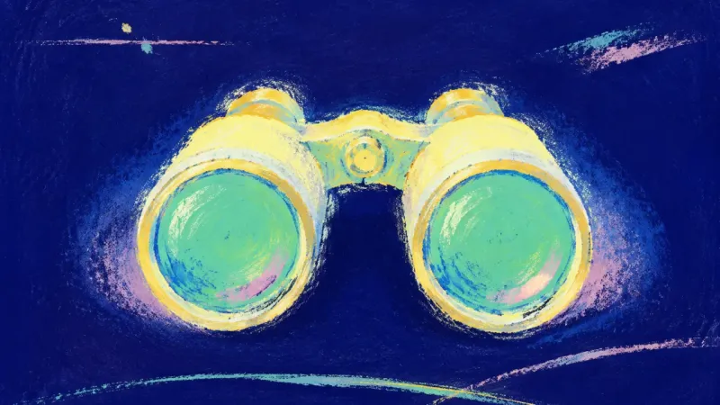 Restored binoculars with calm, even contours, representing self-trust and direct clarity after rejec