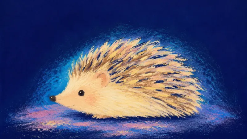 A hedgehog gently uncurled with relaxed, ordered quills, expressing self-trust, clear boundaries, और