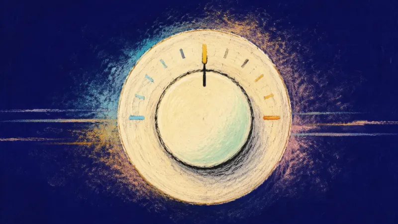 A thermostat restored to a balanced setting, representing planned recovery, flexible goals, and self