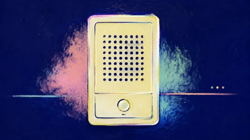 Restored Signal An intercom restored to an even grid and clear button, representing explicit privacy rules, self-res